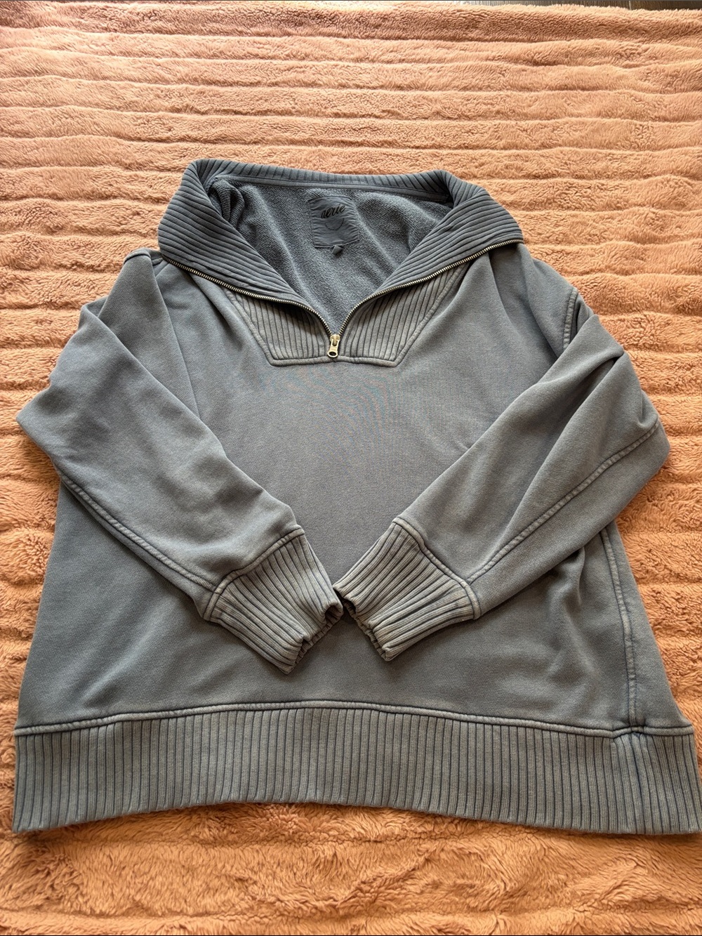 Aerie Down to Earth Quarter Zip Sweatshirt Blue Oversized Women's ( Size M)